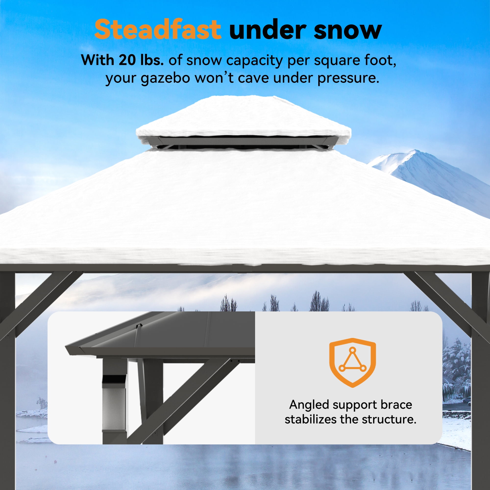 Modern Shade 10' x 10' Hardtop Metal Gazebo with Galvanized Steel Roof, LED Lights for Backyard, Deck, Garden