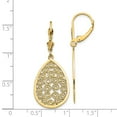 thumbnail image 3 of Real 14kt Yellow Gold Teardrop Filigree Dangle Leverback Earrings, 3 of 3