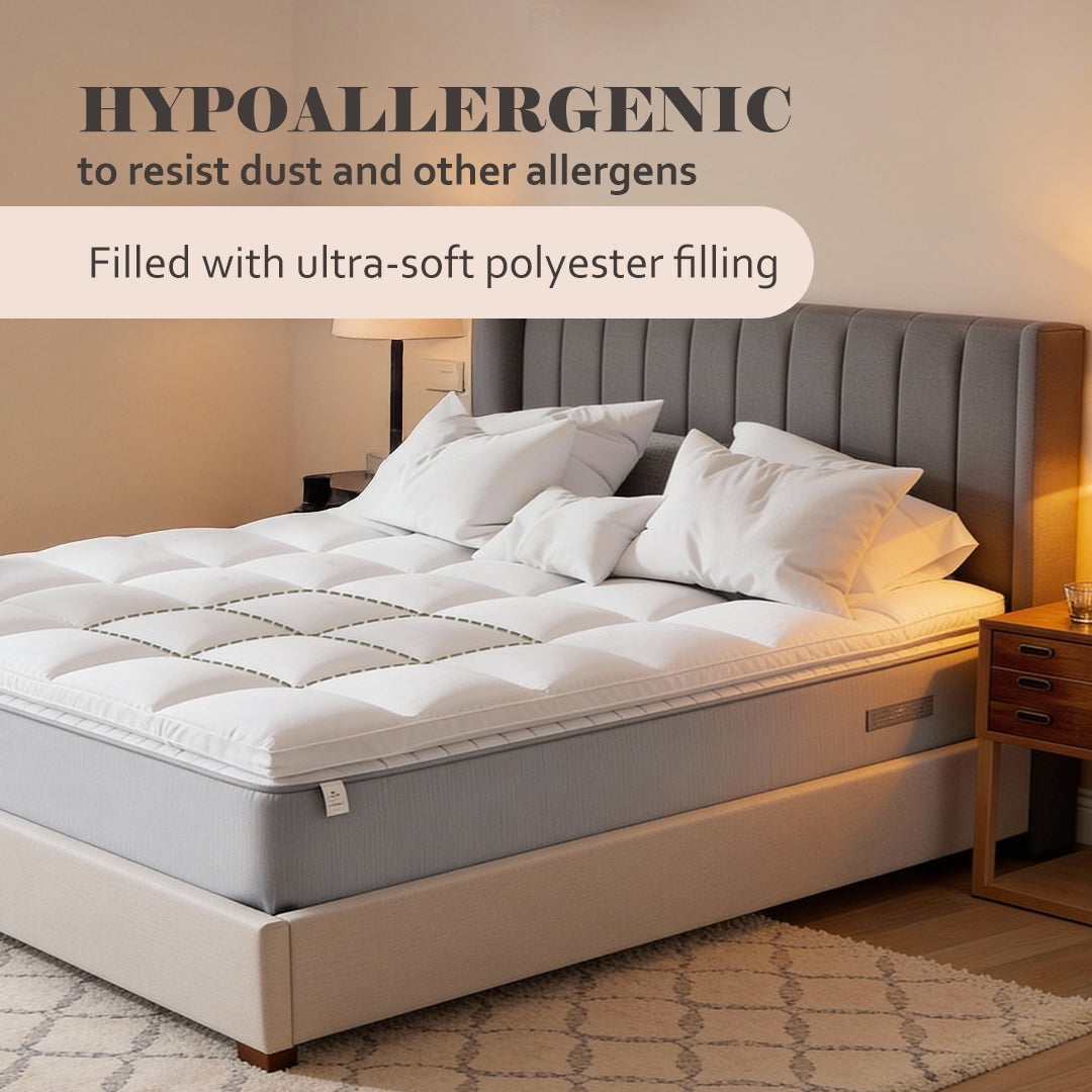 Superior Huron 2 inch Down Alternative Hypoallergenic Polyester Mattress Topper, White, Full