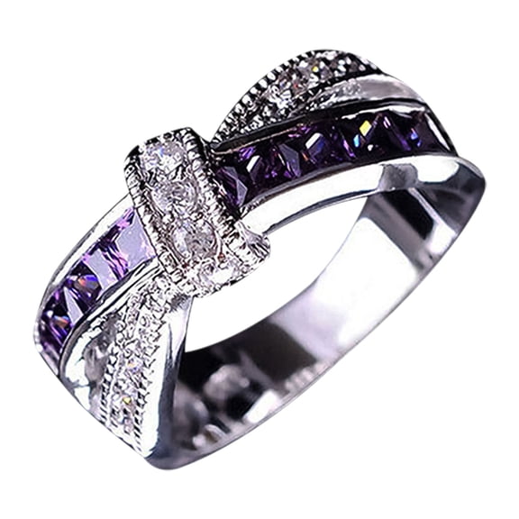 OPOLSKI Ring Rhinestone Inlaid Decorative Alloy Cross Design Finger Band for Party