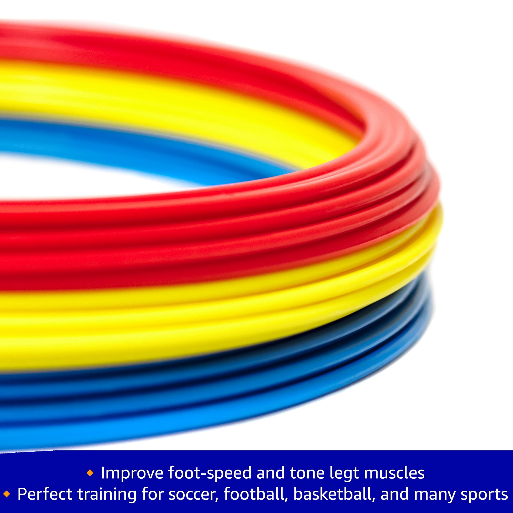 Trademark Innovations Speed & Agility Training 12" Rings + Carrying Case (Pack of 12, Red, Yellow & Blue)