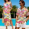 thumbnail image 4 of Jeiento Matching Beach Outfits for Couples Retro 70s Flower Power Dress Mens Beach Shirts Summer Dresses for Women Hawaiian Shirt for Men Sleeveless Dress, 4 of 7