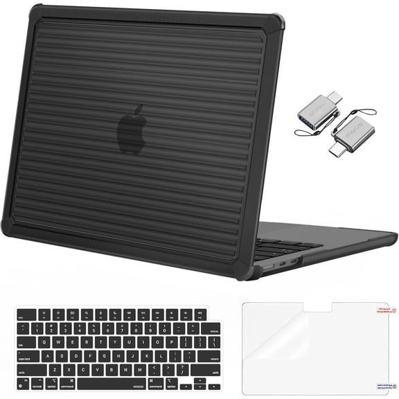 MOSISO Compatible with MacBook Air 13 inch Case M5 M4 M3 M2 Heavy Duty Horizontal Stripe Hard Case with TPU Bumper
