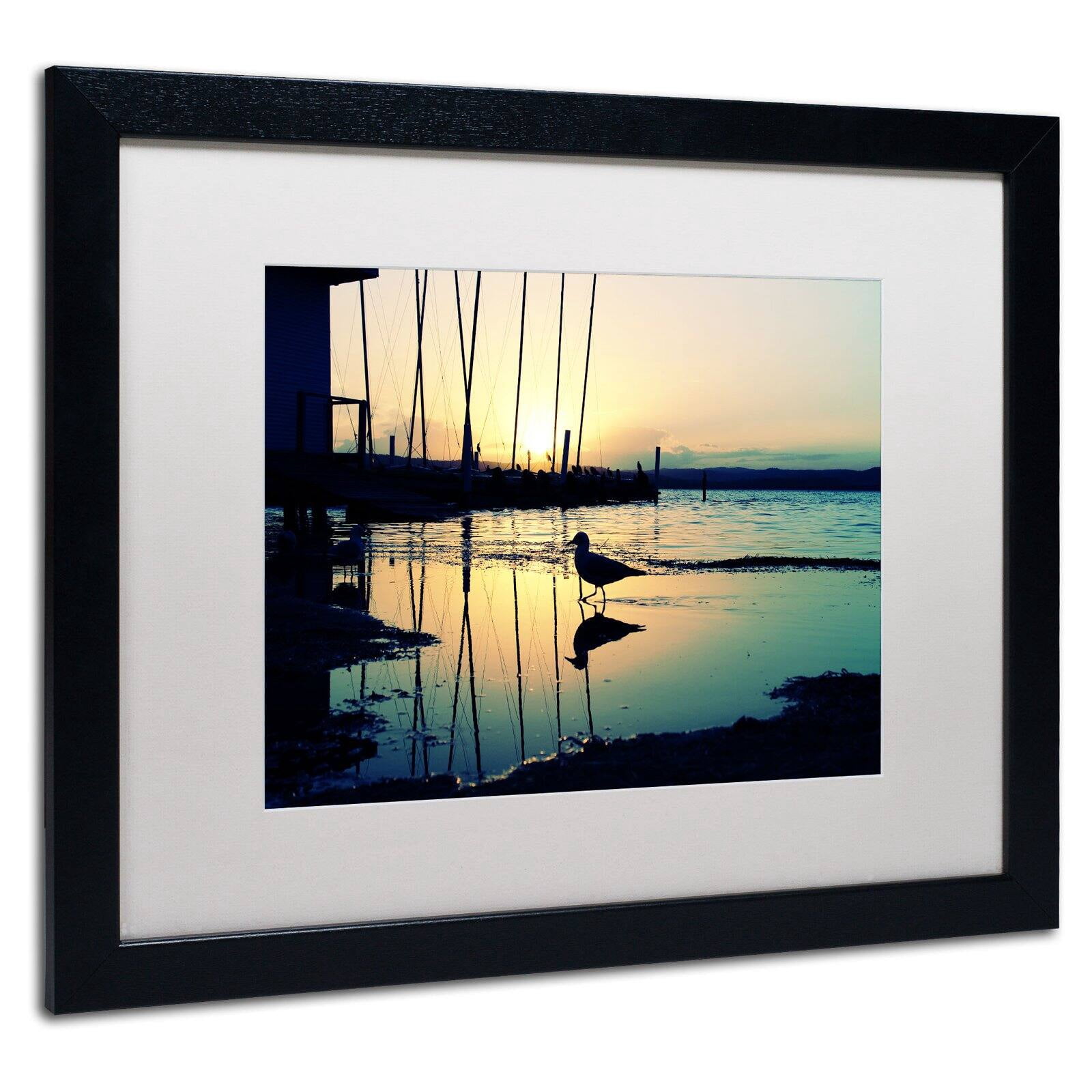Trademark Fine Art "Lonely at Sunset" Canvas Art by Beata Czyzowska Young, White Matte, Black Frame