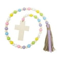 thumbnail image 4 of Guirnalda de cuentas de madera, decoraciones de Pascua, adornos de cruz de Jesús con borlas para 96cm, 4 of 9