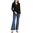 thumbnail image 2 of Allegra K Women's Keyhole Stand Collar Blouse Long Sleeve Button Front Shirt Top, 2 of 6