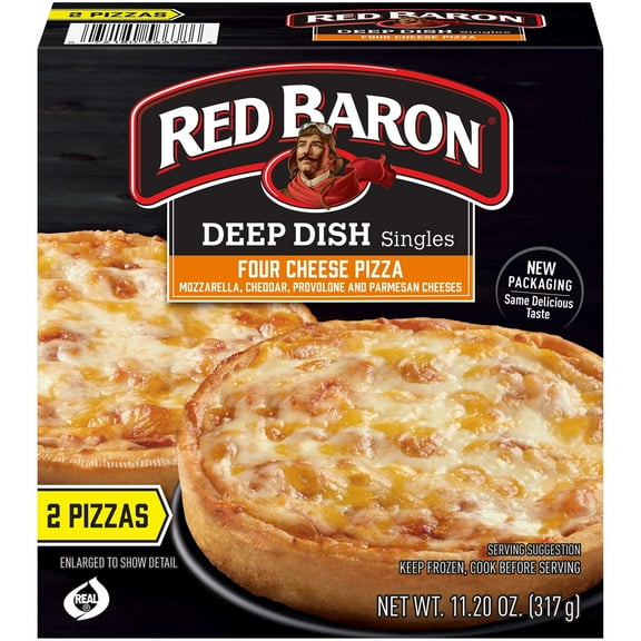 Red Baron Single 4 Cheese Deep Dish Pizza, 5 inch - 12 per case.