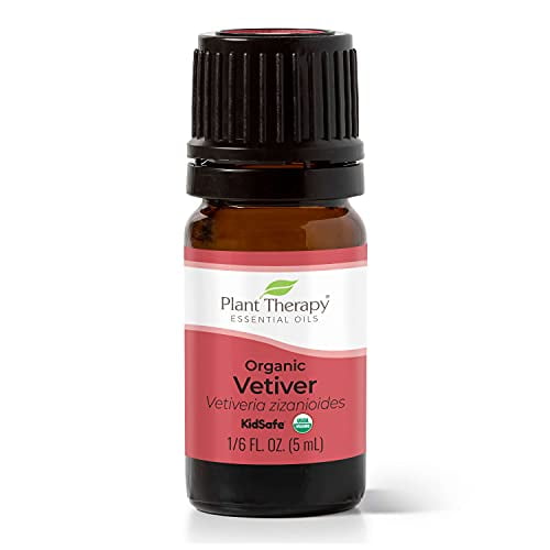 Plant Therapy Vetiver Organic Essential Oil 5 mL (1/6 oz) 100% Pure, Undiluted, Therapeutic Grade