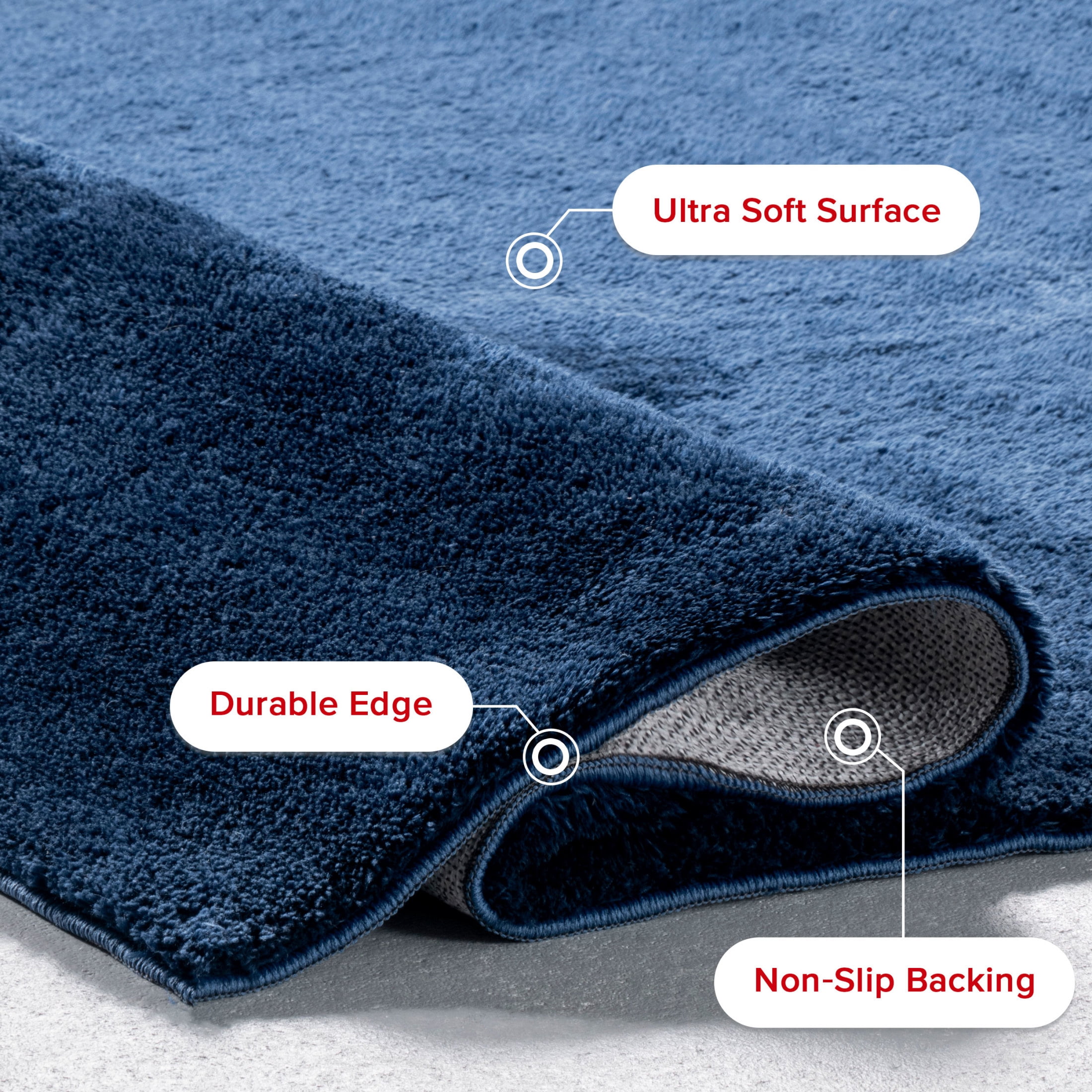 nuLOOM Loni SuperiorWash Solid Machine Washable Shag Area Rug, 4' x 6', Loni Navy