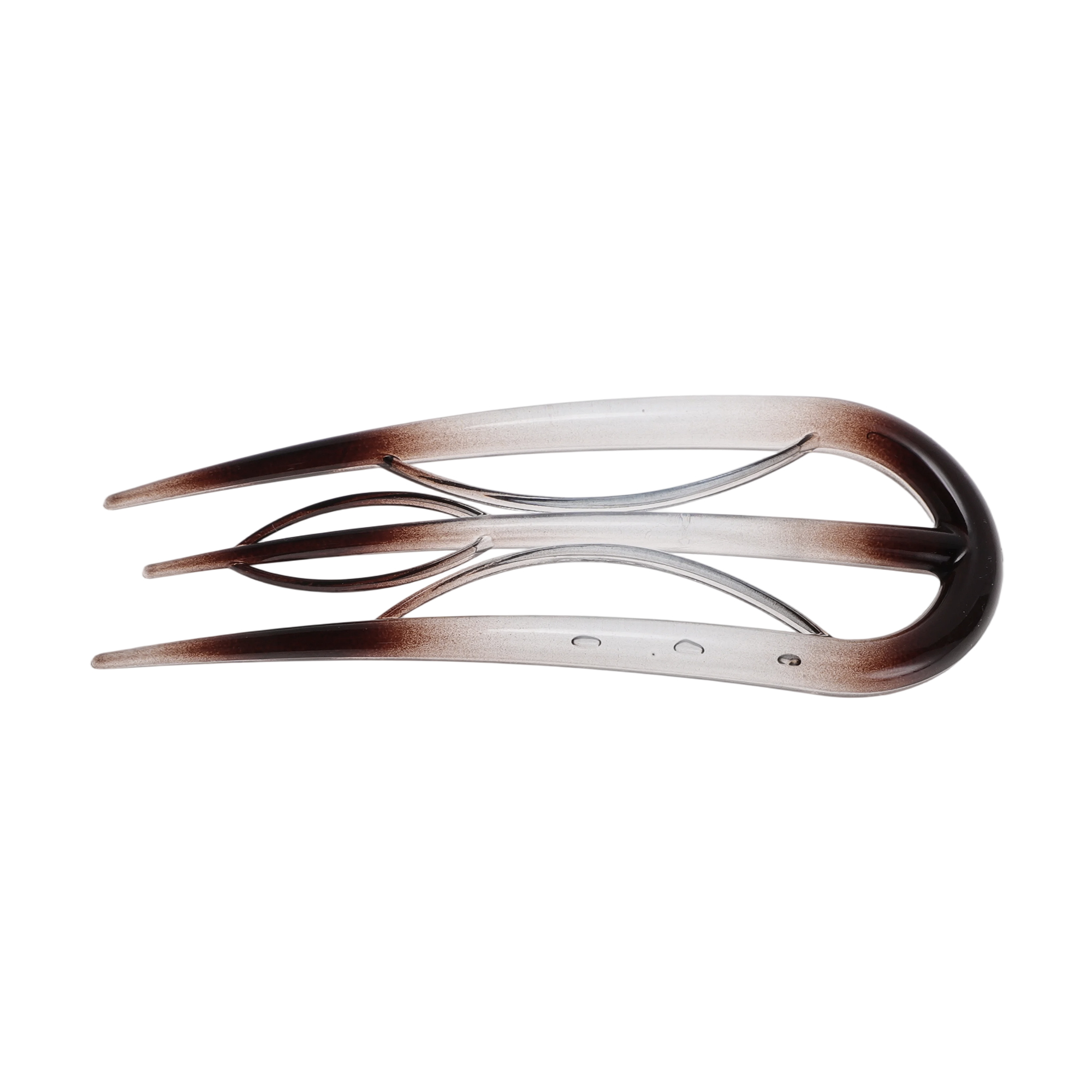 Unique Bargains U-shaped Hair Pin 3.94"x1.50" 1 Pc Transparent Gray,Dark Brown