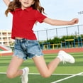 thumbnail image 5 of Grblisyd Uniform Shirts for Girls Short Sleeve Polo Shirts Quick Dry Collared Uniform Golf Shirt Button Casual Tops Back To School 3-12 Years, 5 of 6