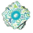 thumbnail image 2 of Carolines Treasures CJ2006-OFC Letter O Flowers And Butterflies Teal Blue Foam Coasters- Set Of 4, 2 of 3