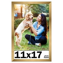 11x17 Frame Gold Bronze Modern Solid Wood Picture Frame | 0.75 Inch Moulding Width | Includes UV