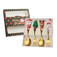 thumbnail image 5 of Mornei 4x Christmas Spoon and Fork Set Cutlery Coffee Spoon Long Handle Stirring Spoons green box, 5 of 9