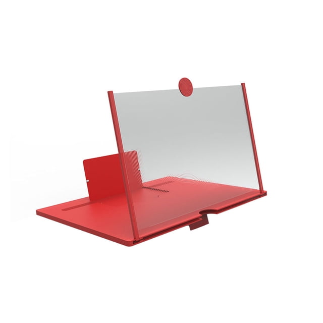 Injueey Lupa de pantalla de teléfono móvil 3D de 10/12 pulgadas, soporte de amplificador de vídeo HD con lupa de juego, soporte de escritorio plegable Teléfono y Comunicación Rojo 10 Zoll