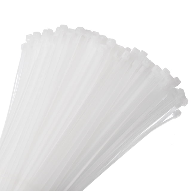 Unique Bargains 200pcs 12' 40 Lbs Cable Zip Ties Self-Locking Long Nylon Cable Tie Wraps 3/16' for Cord Management, White
