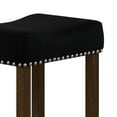 thumbnail image 5 of Nathan James Hylie Nailhead Wood Pub-Height Counter Bar Stool 29" Black Fabric Cushion Dark Brown Finish, 5 of 7