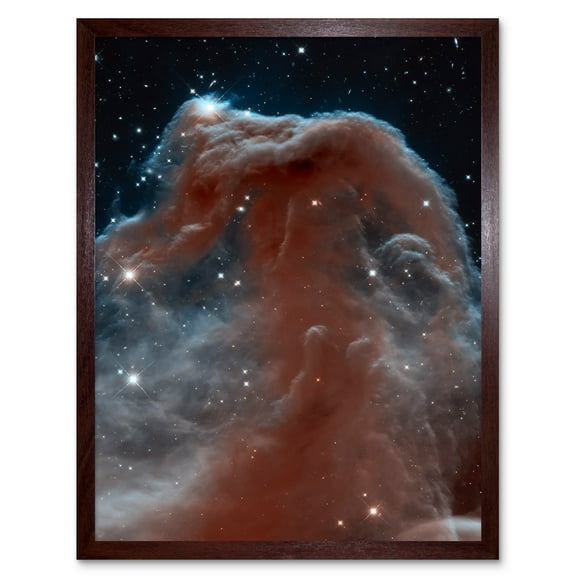 Hubble Space Telescope Image Horsehead Nebula In Orion Constellation Star Birthing Ethereal Formation Rising From Interstellar Clouds Art Print Framed Poster Wall Decor 12x16 inch