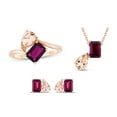 thumbnail image 2 of Elegant Toi et Moi Emerald-Cut Lab-Created Rhodolite Garnet & Pear-Shaped Morganite Engagement Ring in 925 Sterling Silver – Perfect Mother’s Day Gift, 2 of 6