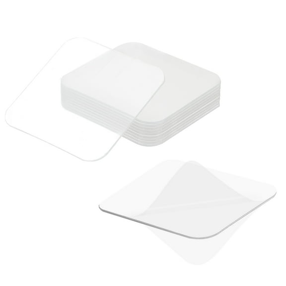 Uxcell 10Pcs Double Sided Tape Heavy Duty, Nano Clear Removable Picture Hanging Adhesive Strips Square Mounting Adhesive Tape for Wall Door Crafts Decor, Clear(2.4" l x 0.055" T)