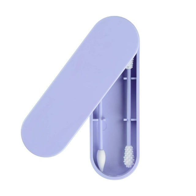 Écouvillon Réutilisable en Silicone Médical à Friction Rugueuse, Embout Q pour Nettoyer les Oreilles, Embout Q Lisse pour Maquillage et Retouches pour Femmes (Lot de 2 en 1, Bleu Foncé)