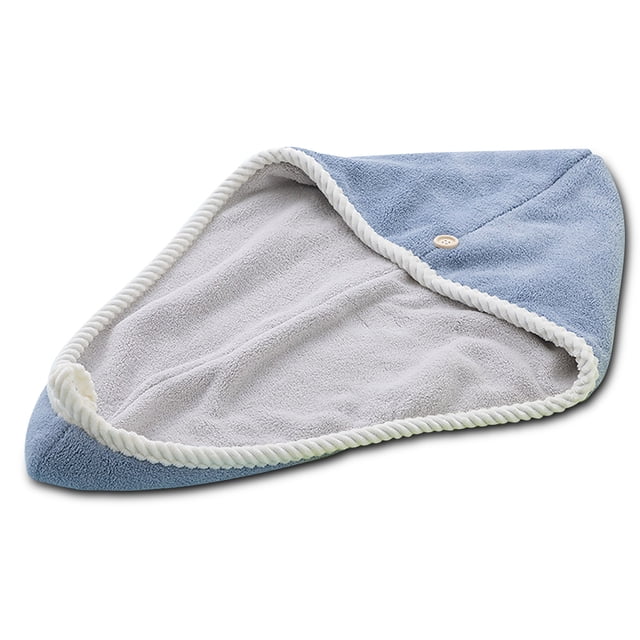 Terciopelo de coral suave Mujeres Instantáneo Secado Sombrero Microfibra Súper húmedo Curly Hair Care Wrap Linda gorra Loop Turban Toalla Baño Azul Luz Gris seitruly HA010397-04