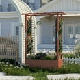 thumbnail image 3 of Elevated Wooden Planter with Arch Trellis & Roof - Above-Ground Garden Bed for Climbing Vines & Flowers | Features Side Trellis & 4 Drainage Holes | Perfect for Outdoor Plants On Patio or Deck, 3 of 7