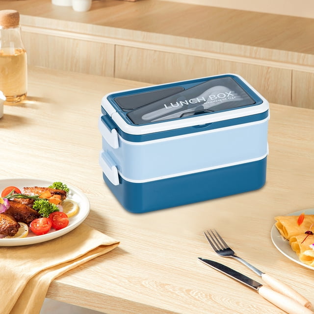 Fiambrera Compartimentada Apta para Microondas para Adultos | Fiambrera Bento de Plástico Apto para Uso Alimentario con Recipiente para Sopa a Prueba de Fugas | Incluye Cuchara y Tenedor | Ideal para