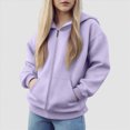 thumbnail image 2 of TOWED22 Hoodies for Teen Girls Boys Baggy Zip Up Classic Hooded Sweatshirts Casual Solid Long Sleeve Jacket with Pockets(Light Purple,6-7 Y), 2 of 6