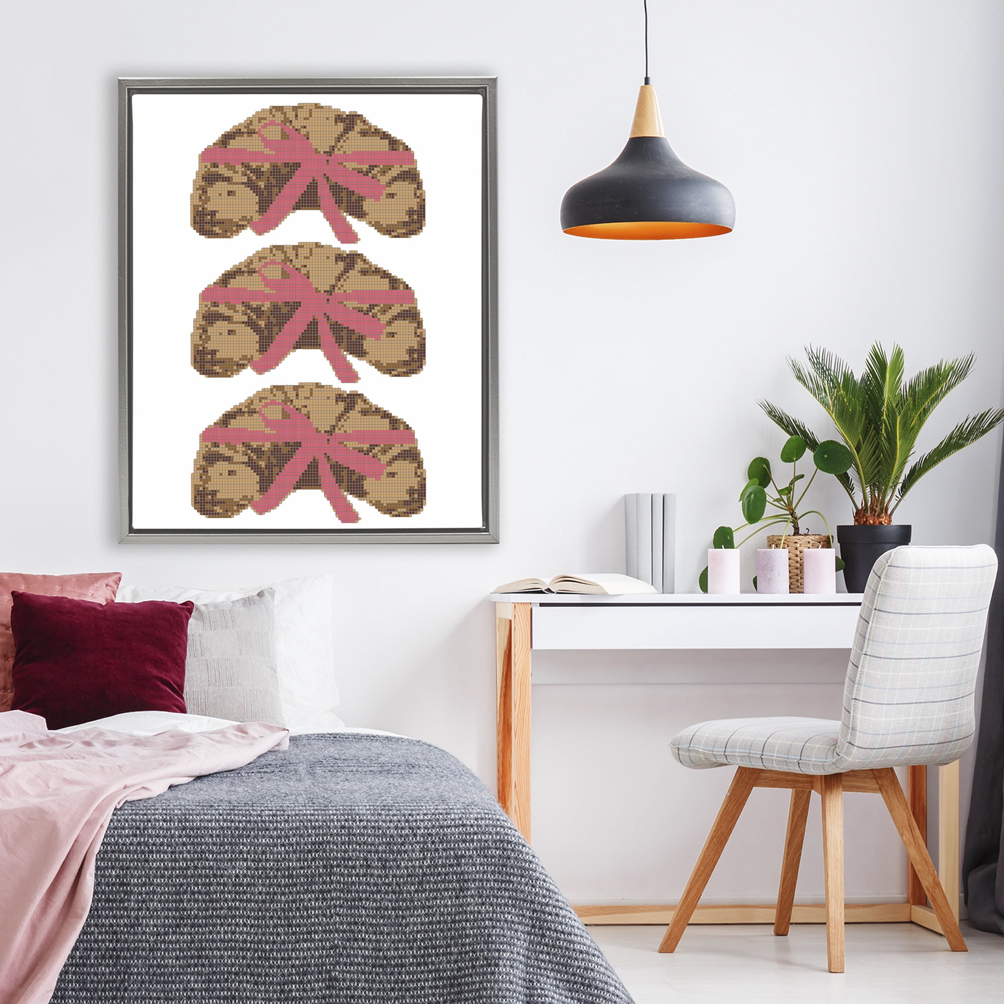 Stupell Industries Trio of Ribbon Croissants Gray Framed Floater Canvas Wall Art, design by Lil' Rue