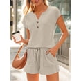 thumbnail image 2 of Gleelaud New Summer Women's 2-Piece Set V-Neck Button Top & Pocketed Drawstring Shorts for Home & Outdoor, 2 of 6