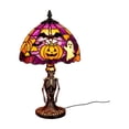 thumbnail image 3 of Diceymbol Halloween Tiffany Style Stained Glass Lamp with Skeleton Base Spooky Decor for Table Patio Yard Home Halloween Home Decorations 11 Inch, 3 of 8