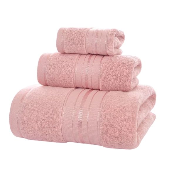 Kyusrd 3 Pieces Set Velvet Hand Towels and Bath Towels for Bathroom,Cotton Soft Absorbent Decorative Hand Towel for Face Spa Bath Gym Kitchen,Pink,34x34cm/34x74cm/70x140cm