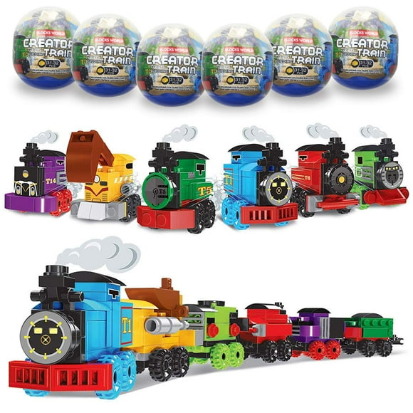 Huevos de Pascua con bloques de construcción de trenes, juguetes Anditoy, paquete de 6