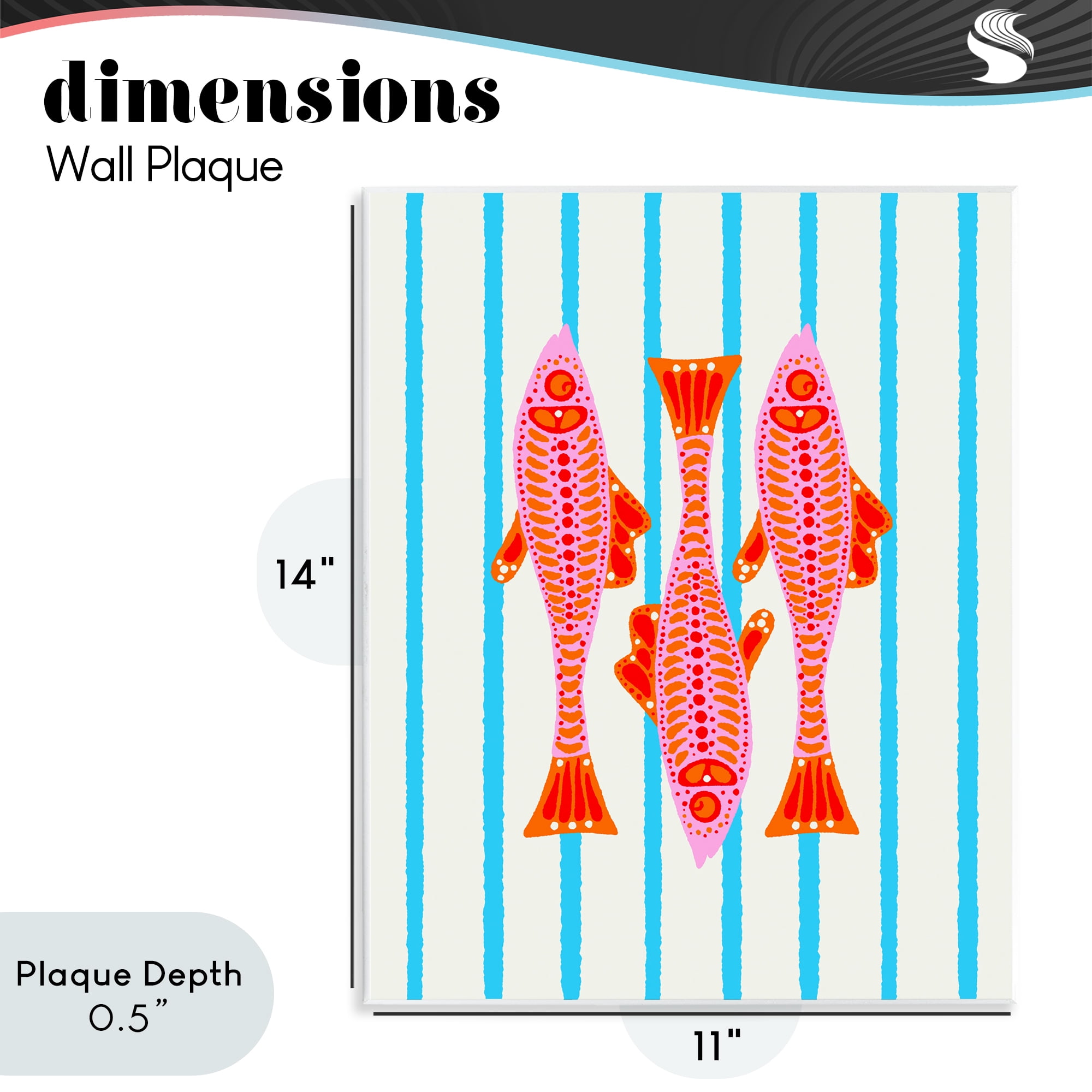 Stupell Industries Bright Aquatic Fish on Stripes Wall Plaque Art, design by Indira Prieto | IndySign