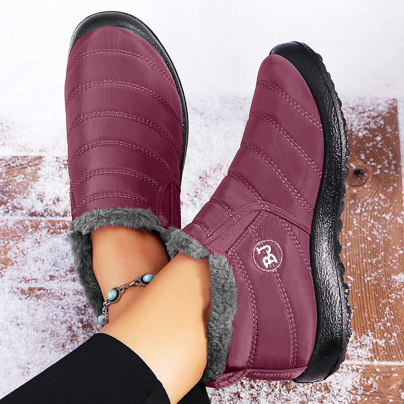 Gyexs Women's Snow Boots Tall, Winter Shoes for Women Size 6, Fold Over, Lace-Up, Western, Open Toe, Winter Clothes, Brick Red, Size 12
