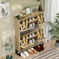 thumbnail image 6 of Oubayajia Modern Shoe Storage Cabinet, Wood Shoe Rack Organizer with 2 Flip Drawers, Freestanding Narrow Shoe Cabinet for Entryway Hallway, Natural, 6 of 8