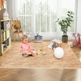 thumbnail image 4 of Costway 12 Tiles Wood Grain EVA Foam Floor Mats Interlocking w/Borders 24" Natural, 4 of 9