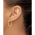 thumbnail image 3 of 14K Yellow Gold 3X20mm Twisted Round Omega Back Hoop Earrings (26.5 X 26.25) Made In Peru pre943, 3 of 7