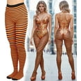 thumbnail image 3 of ToBeInStyle Women's Striped Tights One Size, BLACK/ORANGE, 3 of 7