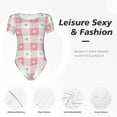 thumbnail image 6 of The Xecao Plaid Heart Women's Crew Neck Body Suit, a short-sleeved bodysuit and basic swimsuit, both comfort and style for dating and daily life, 6 of 9