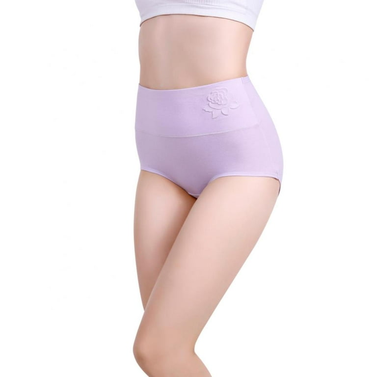 Xmarks High Waist Tummy Control Panties for Women, Cotton Underwear No Muffin  Top Shapewear Brief Panties Purple 