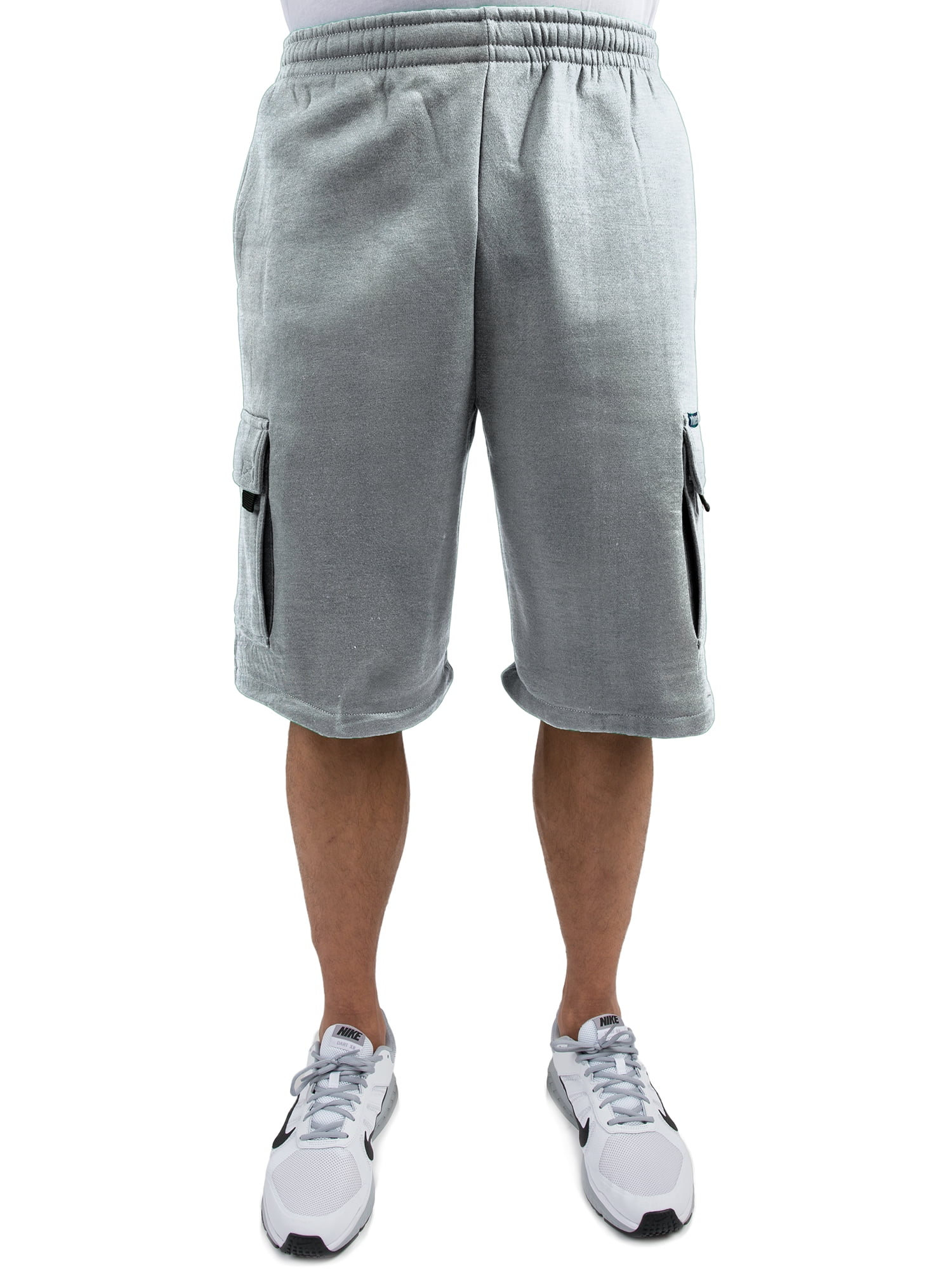 Vibes Men Fleece Cargo Shorts 13" Inseam Lt Gray 2XLarge