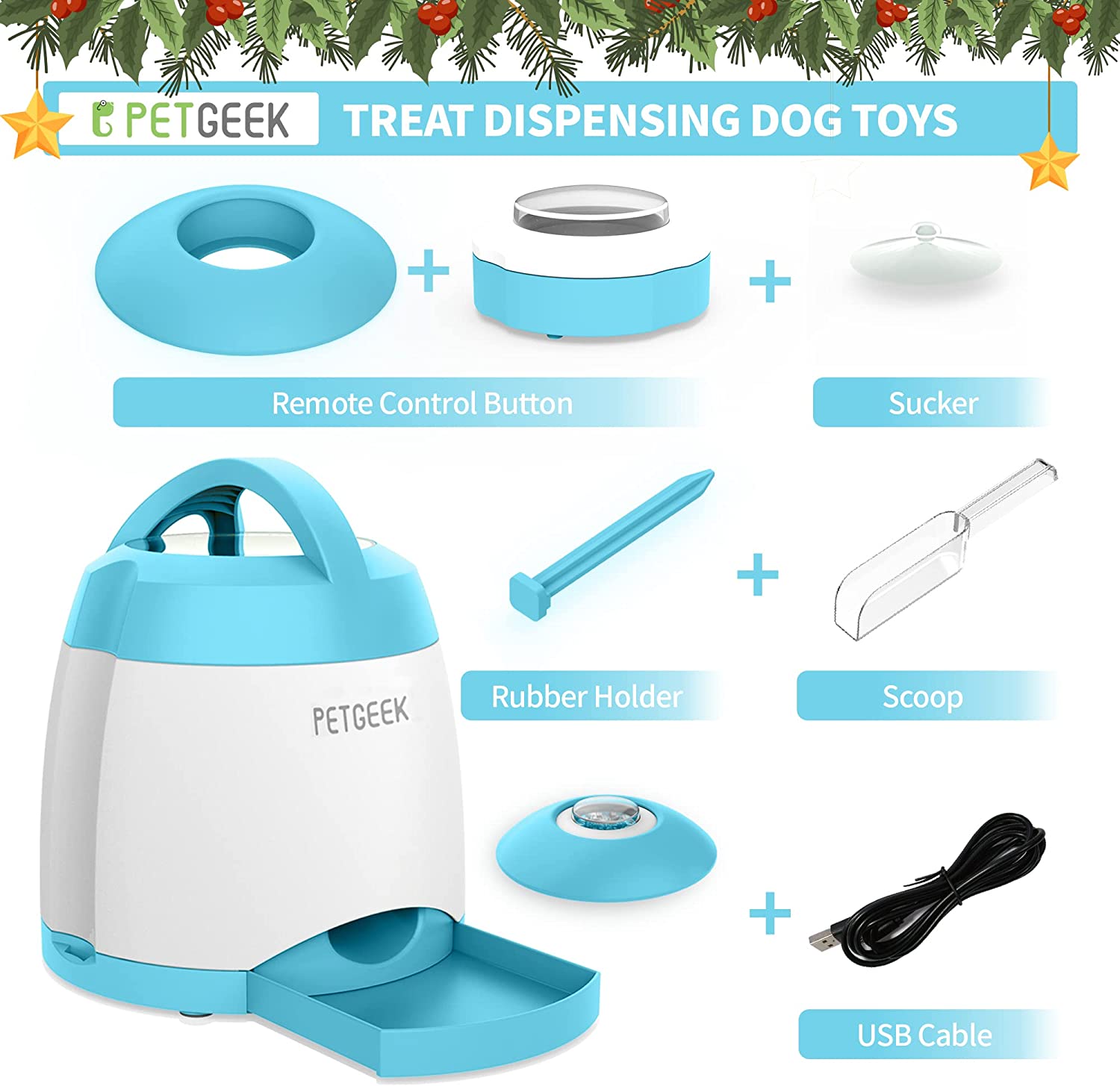 Automatic Dog Treat Dispenser with Button, Interactive Feeder Toy for Training and Exercise