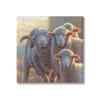 Sunlit Sheep Family Farm Animals Animals & Insects Painting Gallery Wrapped Canvas Print Wall Art
