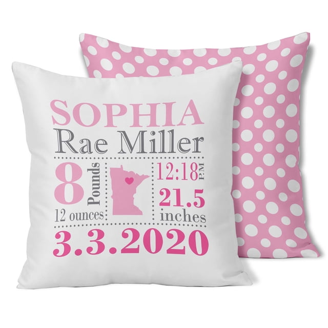 Printtoo Personalized Birth Announcement Pillow-Custom Giraffe BirthStats Baby Boy Girl Gift Nursery Dcor-18x18 Inches