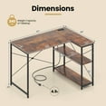 thumbnail image 3 of Costway L-Shaped Computer Desk with Power Outlets Adjustable shelf Heavy-Duty Metal Frame Brown, 3 of 10