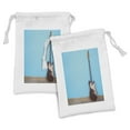thumbnail image 1 of Guitar Fabric Pouch Set of 2, Rock Band Retro Photo of Electric Musical Instrument with Strings, Small Drawstring Bag for Toiletries Masks and Favors, 9" x 6", Aqua Umber, by Ambesonne, 1 of 2