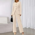 thumbnail image 4 of Xingpeng Women's Wide Leg Pants Suit Set 2026 Fall Business Casual Blazer and Trousers with Pockets Two Piece Beige L, 4 of 9