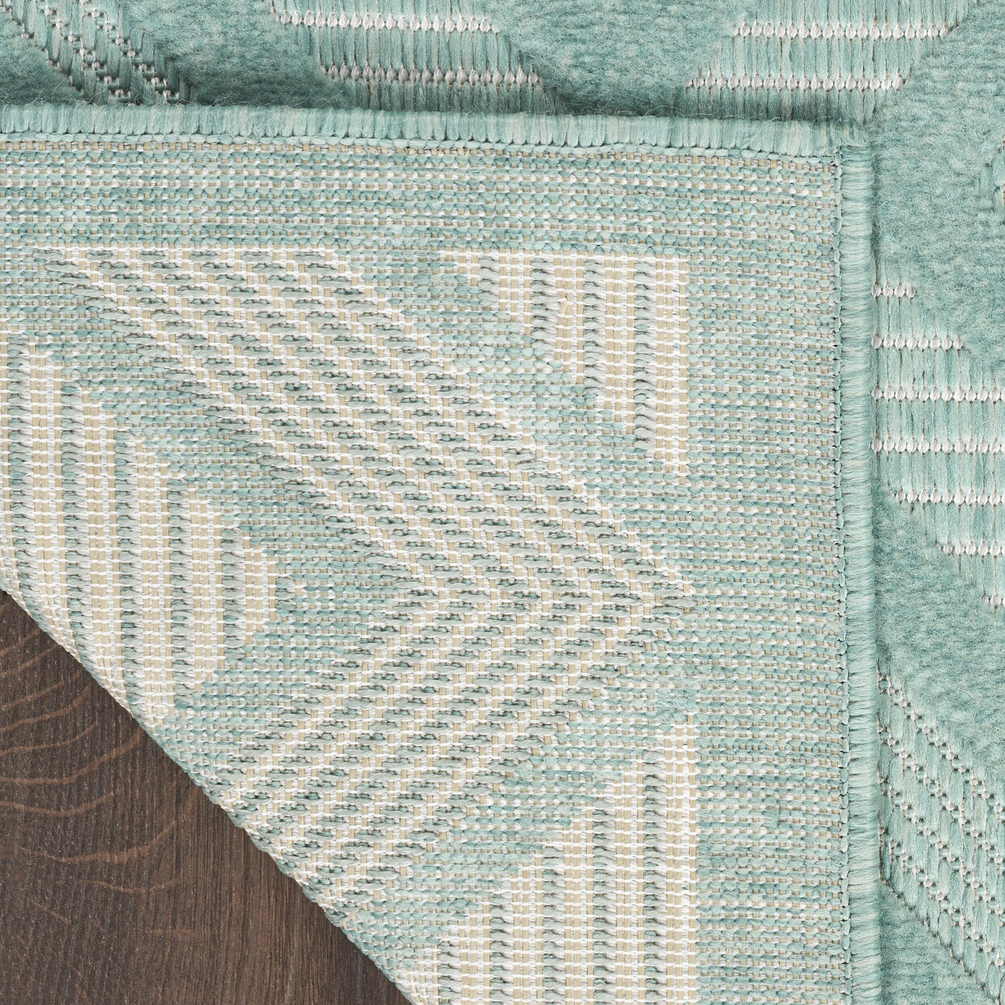 Nourison Versatile Indoor/Outdoor Aqua/Teal 8' x 10' Area Rug, (8x10)